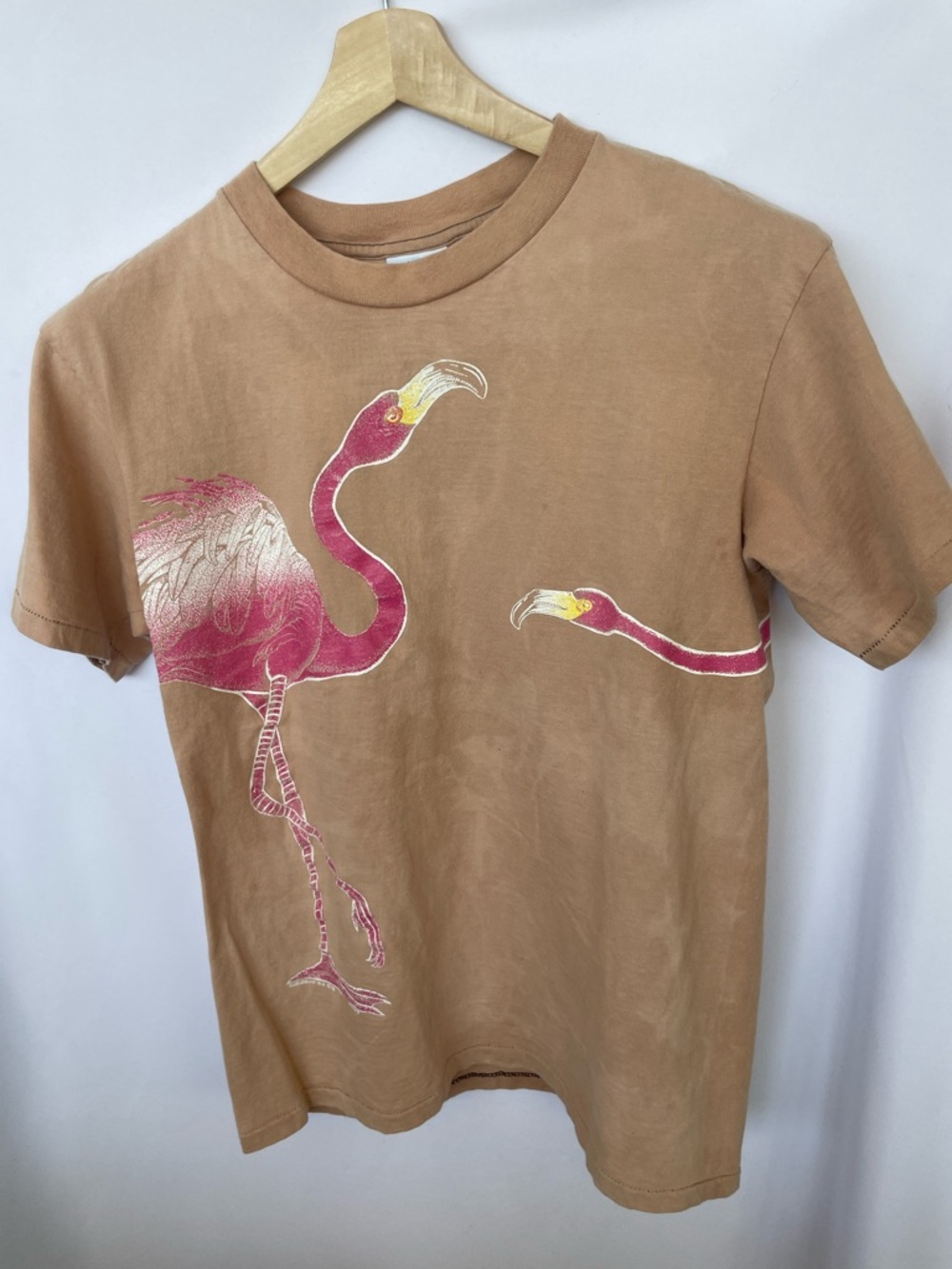 Harlequin Unisex Peach/Brown Flamingo Graphic Tee - Pink Accent Size L